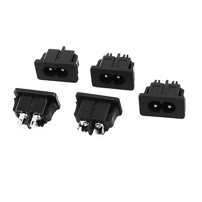 5pcs AC 250V 5A 2  IEC320 C8 Ա ÷   /5pcs AC 250V 5A 2 Pins IEC320 C8 Inlet Male Plug Power Socket Black